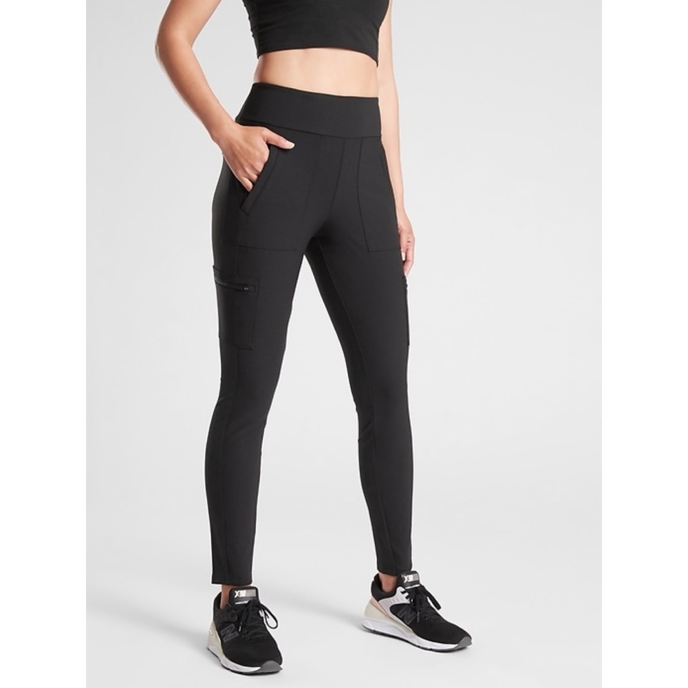 Athleta Leggings 12 Headlands Hybrid Cargo Pockets Tights Hiking Outdoors Black